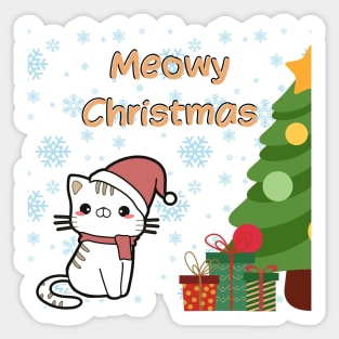 meowy christmas | merry christmas | happy holiday Sticker